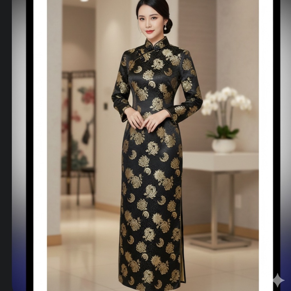 Vtg Cathay Gold Brocade Qipao
Cheongsam Gown Black Tie 14
Year of the Horse 2026